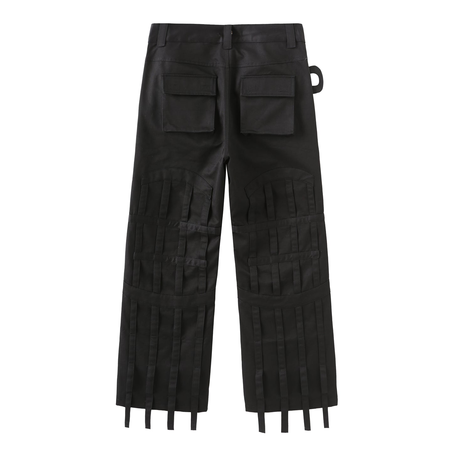 Angoisse Black Knee Multiple Pockets Pants