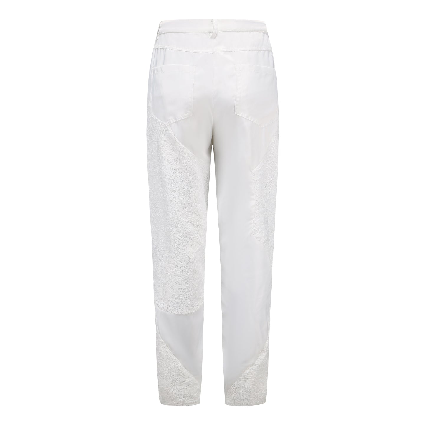 Angoisse White Lace Patchwork Nylon Pants