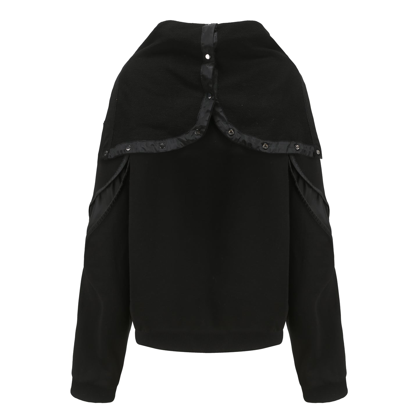 Angoisse Embroidered Logo Splicing Structure Black Hoodie