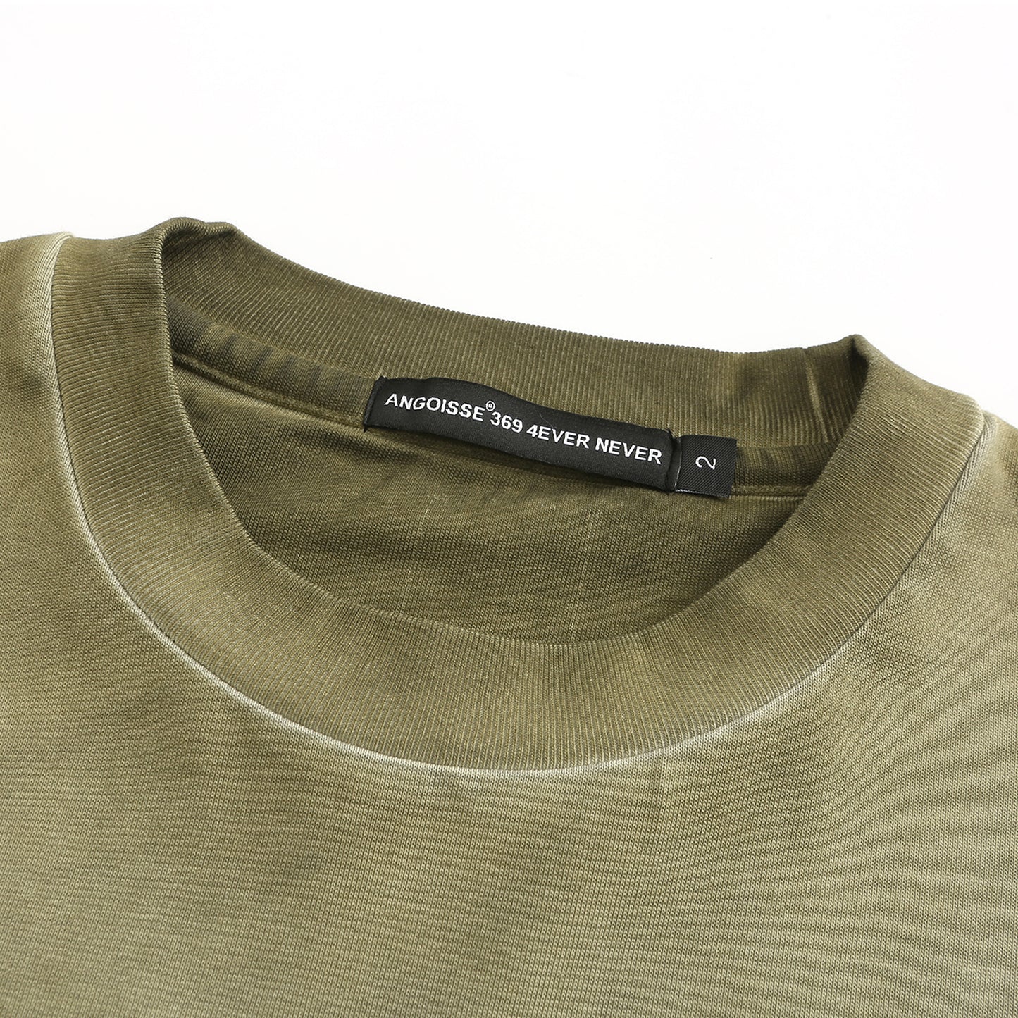 Angoisse Distressed Green & Faded Spray-Painted Metal Badge Tee