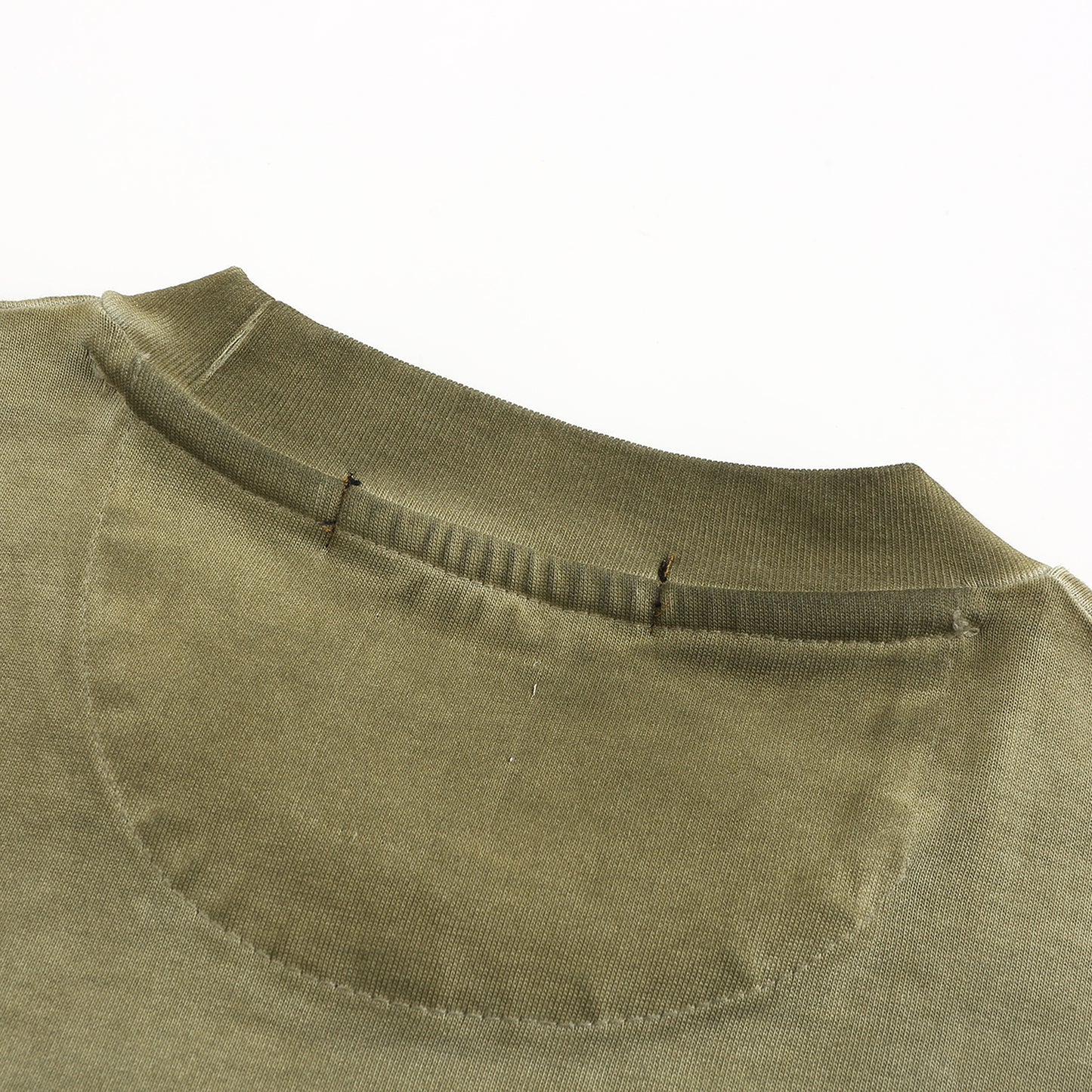 Angoisse Distressed Green & Faded Spray-Painted Metal Badge Tee