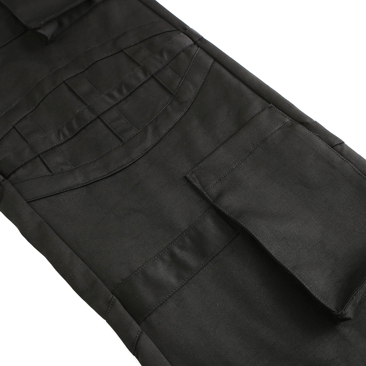 Angoisse Black Knee Multiple Pockets Pants