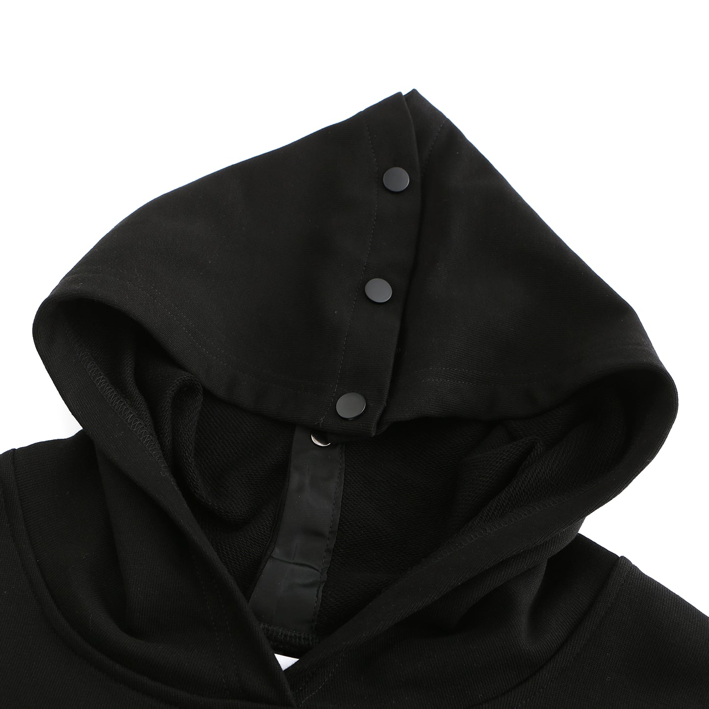 Angoisse Embroidered Logo Splicing Structure Black Hoodie