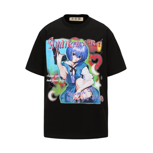 Angoisse Ayanami Rei Print Black Tee